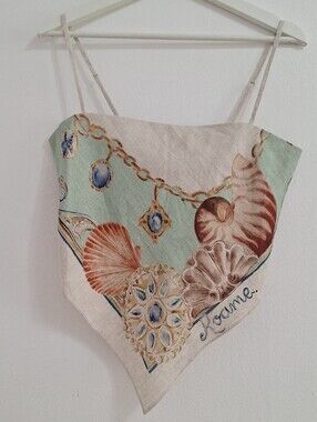 NWT ROAME  Mint Green Shell-Print Scarf Top